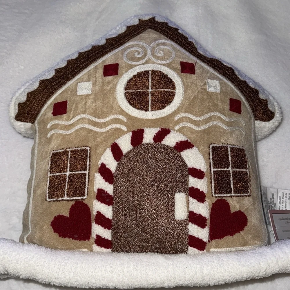 Cupcakes And Cashmere Gingerbread House Pillow-NWT